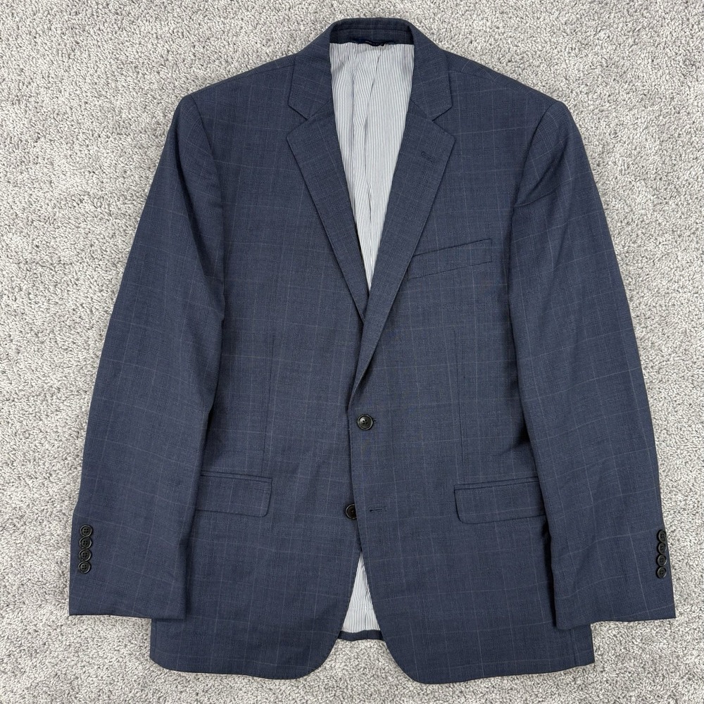 Brooks Brothers Explorer Regent Fit Blazer Men's 42R Blue Windowpane Plaid Wool